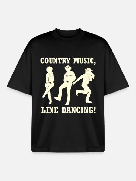 Country Line Dancing Silhouettes - Boxy Heavyweight Unisex Organic T-Shirt by Stanley/Stella - black