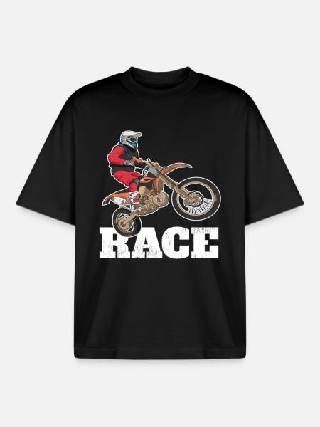 Dirt Biking Race - Boxy Heavyweight Unisex Organic T-Shirt by Stanley/Stella - black