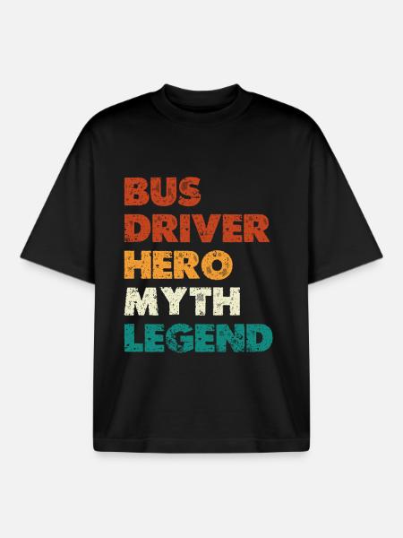 Bus Driver Hero Myth Legend - Boxy Heavyweight Unisex Organic T-Shirt by Stanley/Stella - black