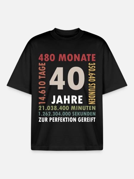 40 Years Fortieth Birthday Gift - Boxy Heavyweight Unisex Organic T-Shirt by Stanley/Stella - black