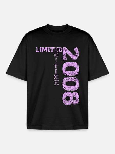 Limited Edition 2008 18th Birthday Gift - Boxy Heavyweight Unisex Organic T-Shirt by Stanley/Stella - black