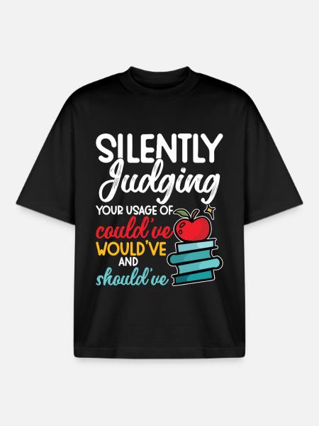 Enseignant d’anglais Premier jour d’école - T-shirt unisexe boxy épais biologique Stanley/Stella - noir
