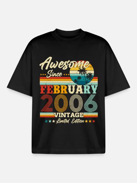 Vintage Februar 2006 Jahrgang Retro Geburtstag - Boxy Heavyweight Unisex Organic T-Shirt von Stanley/Stella - Schwarz