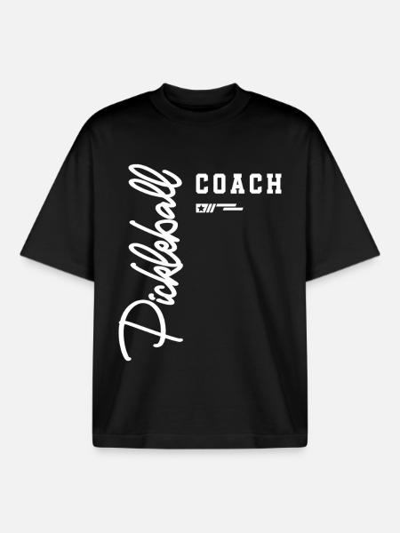 Terrain classique Pickleball Coach pour instructeurs - T-shirt unisexe boxy épais biologique Stanley/Stella - noir