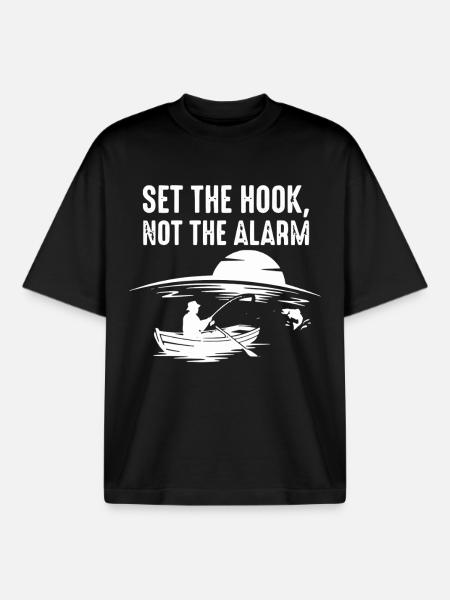 Accroche, pas l’alarme, pêcheur Spruch - T-shirt unisexe boxy épais biologique Stanley/Stella - noir