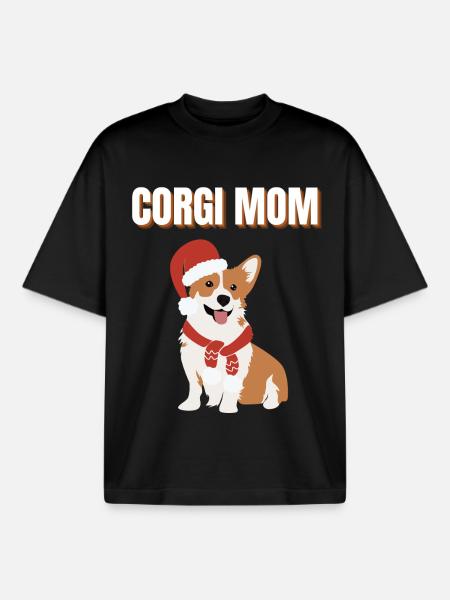 Corgi-Mama Weihnachtshund - Boxy Heavyweight Unisex Organic T-Shirt von Stanley/Stella - Schwarz