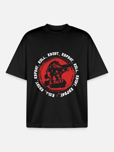 Judo Martial Arts Roll Reset Repeat - Boxy Heavyweight Unisex Organic T-Shirt by Stanley/Stella - black