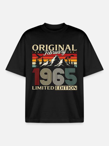 61e anniversaire février 1965 Millésime - T-shirt unisexe boxy épais biologique Stanley/Stella - noir