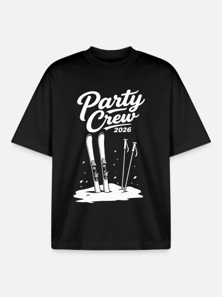 Party Crew 2026 Skiing Après-Ski Group - Boxy Heavyweight Unisex Organic T-Shirt by Stanley/Stella - black