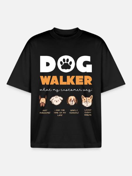Dog Walker Quotes Collection - Boxy Heavyweight Unisex Organic T-Shirt by Stanley/Stella - black