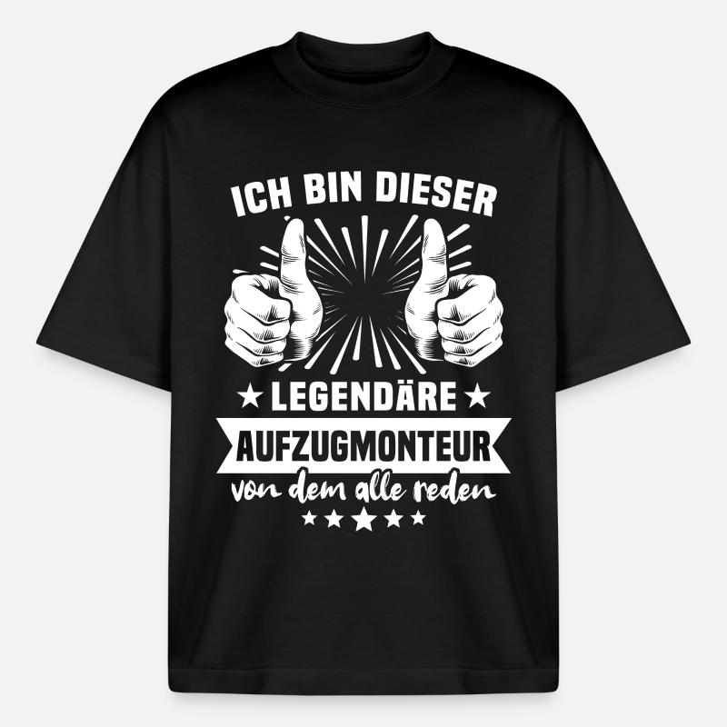 Elevator Technician Legend - Boxy Heavyweight Unisex Organic T-Shirt by Stanley/Stella - black