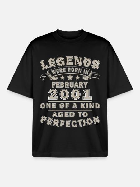 2001 February Birthday Legend - Boxy Heavyweight Unisex Organic T-Shirt by Stanley/Stella - black