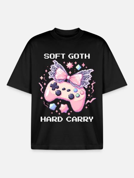 Soft Goth Hard Carry | Dark Cute - Boxy Heavyweight Unisex Organic T-Shirt by Stanley/Stella - black
