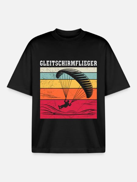 Paraglider GLEITSCHIRMFLIEGER LUSTIG - Boxy Heavyweight Unisex Organic T-Shirt by Stanley/Stella - black
