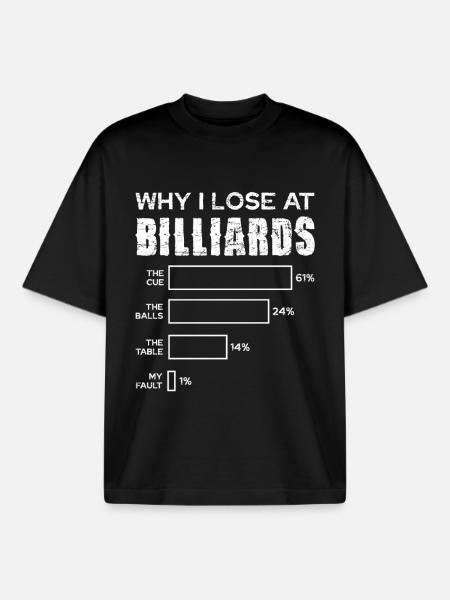 Pourquoi je perds au billard - T-shirt unisexe boxy épais biologique Stanley/Stella - noir