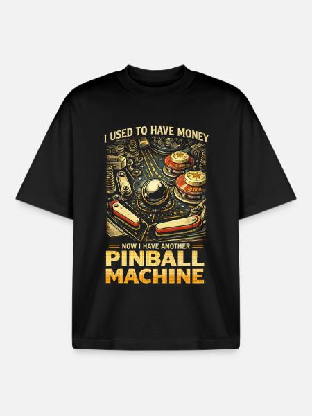 Pinball Machine Pinball Player - Boxy Heavyweight Unisex Organic T-Shirt by Stanley/Stella - black