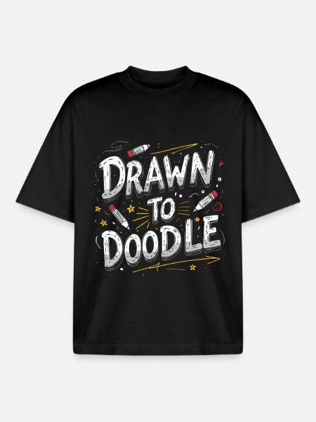 Doodle Doodle Drawing Draw To Doodle - Boxy Heavyweight Unisex Organic T-Shirt by Stanley/Stella - black