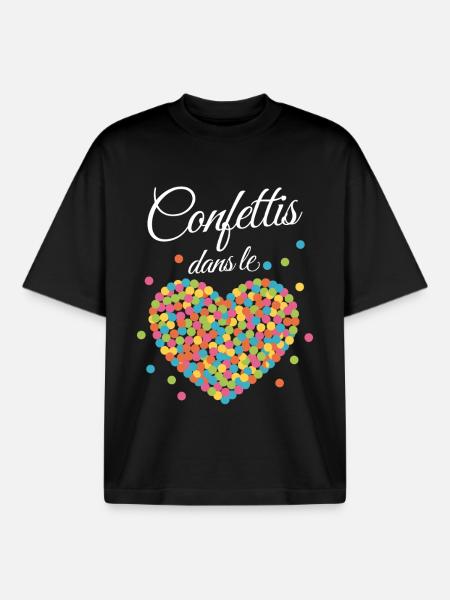 Festliches Konfettiherz - Boxy Heavyweight Unisex Organic T-Shirt von Stanley/Stella - Schwarz