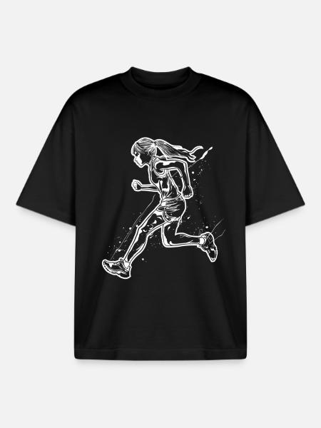 Runner Sketch - Boxy Heavyweight Unisex Organic T-Shirt by Stanley/Stella - black