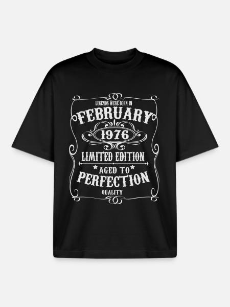 Legends blev født i februar 1976 - Stanley/Stella unisex boxy heavyweight T-shirt økologisk - sort