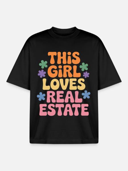 Diese Frau liebt Immobilien - Boxy Heavyweight Unisex Organic T-Shirt von Stanley/Stella - Schwarz