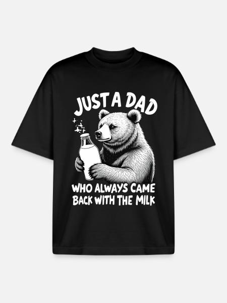 Bär mit Milch – Vatertier Spruch - Boxy Heavyweight Unisex Organic T-Shirt von Stanley/Stella - Schwarz