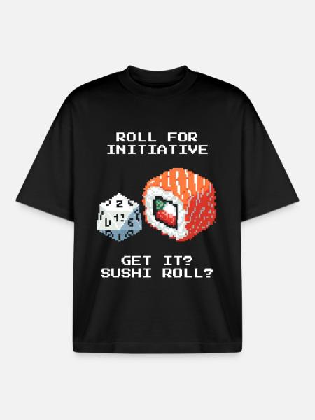 Rolling the Initiative | Sushi Roll Pun - Boxy Heavyweight Unisex Organic T-Shirt by Stanley/Stella - black