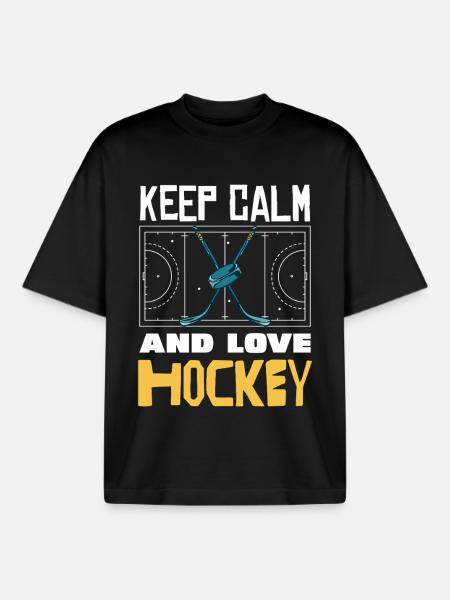 Keep calm: Hockey love - Boxy Heavyweight Unisex Organic T-Shirt by Stanley/Stella - black