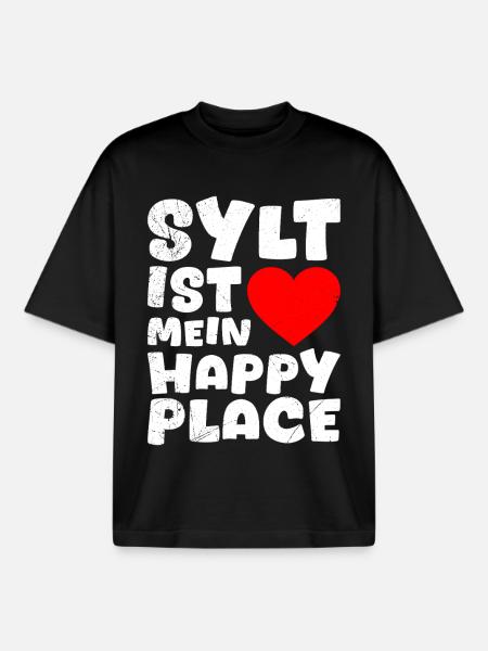 SYLT IS MY HAPPY PLACE Funny - Boxy Heavyweight Unisex Organic T-Shirt by Stanley/Stella - black