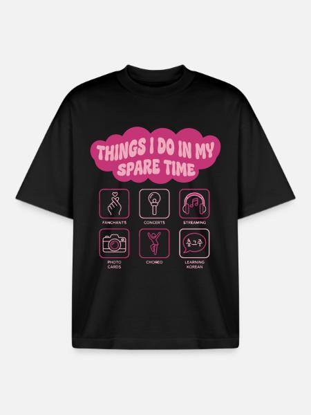 Ting jeg laver i min fritid Kpop Koreansk Musik - Stanley/Stella unisex boxy heavyweight T-shirt økologisk - sort