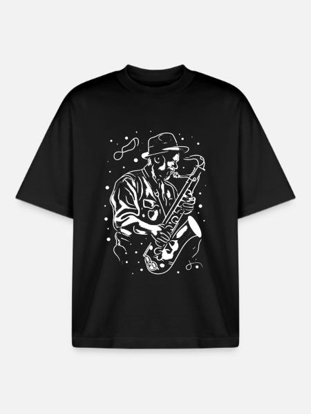 Saxophon Opa - Boxy Heavyweight Unisex Organic T-Shirt von Stanley/Stella - Schwarz