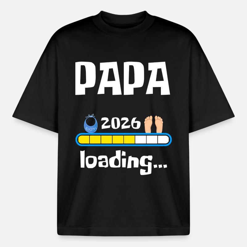Papa 2026 Loading - Boxy Heavyweight Unisex Organic T-Shirt by Stanley/Stella - black