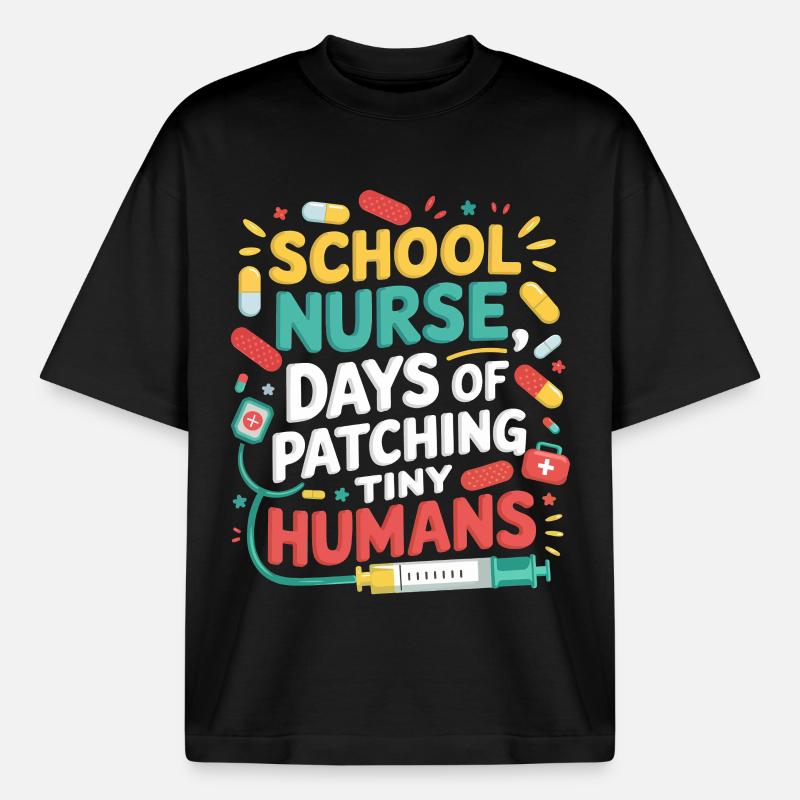 Schulkrankenschwester Patchwork Minis - Boxy Heavyweight Unisex Organic T-Shirt von Stanley/Stella - Schwarz