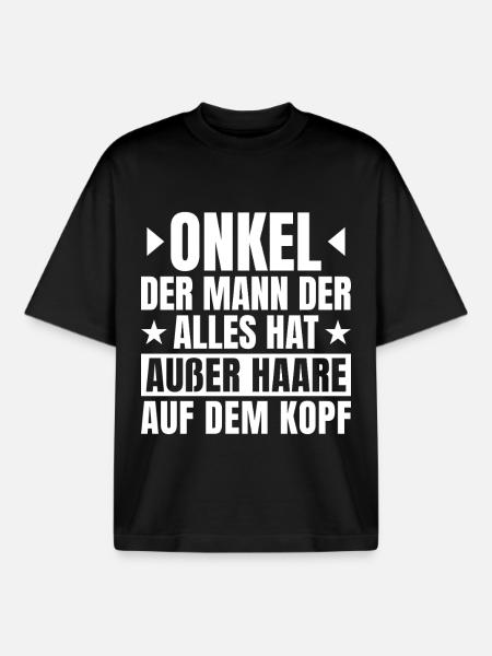 Onkel mit Glatze Spruch - Boxy Heavyweight Unisex Organic T-Shirt von Stanley/Stella - Schwarz