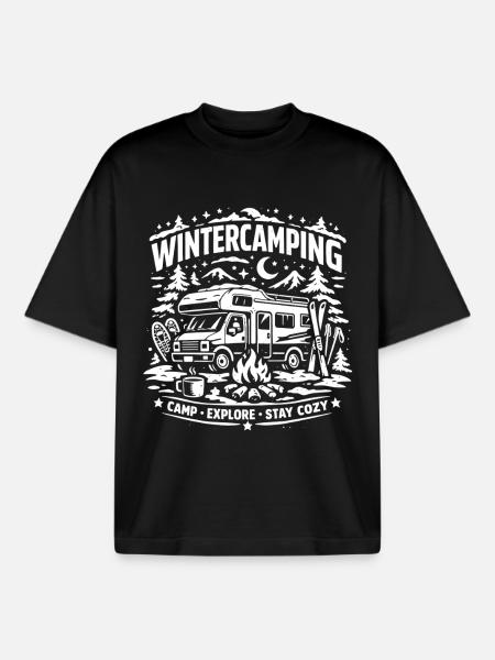 Winter Camping | Adventure - Boxy Heavyweight Unisex Organic T-Shirt by Stanley/Stella - black