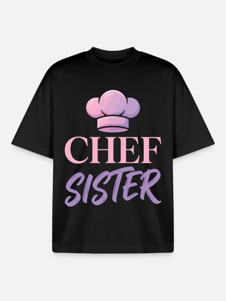 Chef Sister Chef's Hats Design - Boxy Heavyweight Unisex Organic T-Shirt by Stanley/Stella - black