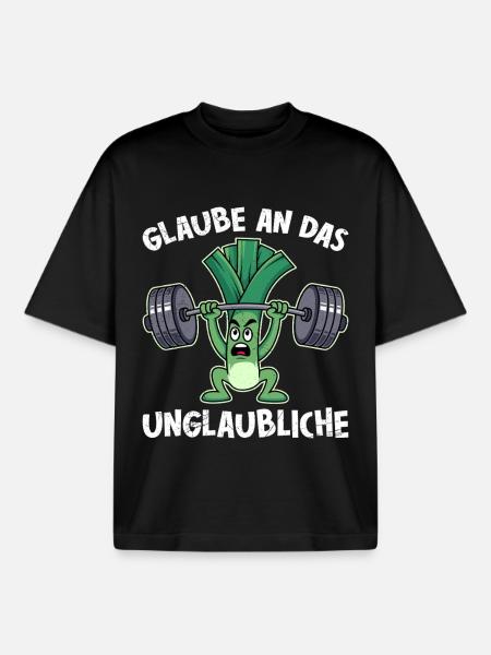 Weightlifters BELIEVE IN THE INCREDIBLY FUNNY - Boxy Heavyweight Unisex Organic T-Shirt by Stanley/Stella - black
