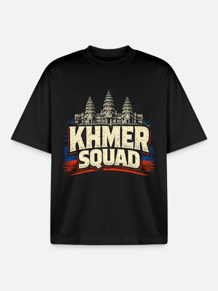 Cambodia Cambodian Khmer Squad - Boxy Heavyweight Unisex Organic T-Shirt by Stanley/Stella - black