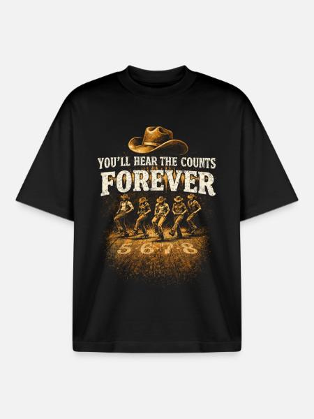 Line Dance Line Dancer Hear The Counts Forever - Boxy Heavyweight Unisex Organic T-Shirt by Stanley/Stella - black