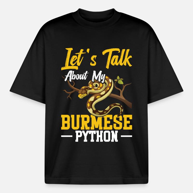 Burmesischer Python-Besitzer Schlangenterrarium Hide Python - Boxy Heavyweight Unisex Organic T-Shirt von Stanley/Stella - Schwarz