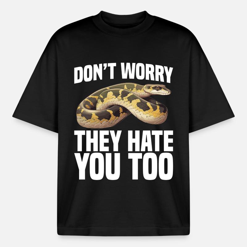 Python-Besitzer Schlangenterrarium, Reptilienhaut Burmesischer - Boxy Heavyweight Unisex Organic T-Shirt von Stanley/Stella - Schwarz