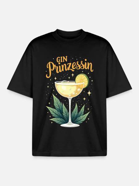 Gin Princess – Queen of Gin & Tonic - Boxy Heavyweight Unisex Organic T-Shirt by Stanley/Stella - black