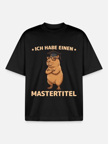 Master 2026 Capybara Master's Exam Passed - Boxy Heavyweight Unisex Organic T-Shirt by Stanley/Stella - black