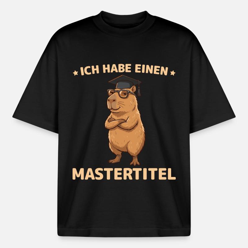Master 2026 Capybara Master's Exam Passed - Boxy Heavyweight Unisex Organic T-Shirt by Stanley/Stella - black