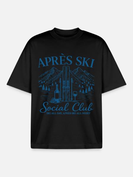 Après Ski Club Ski Goggles - Boxy Heavyweight Unisex Organic T-Shirt by Stanley/Stella - black