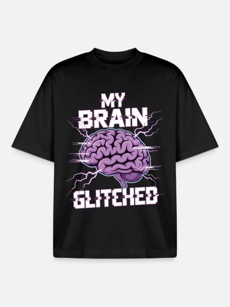 My Brain Glitched Shirt - Boxy Heavyweight Unisex Organic T-Shirt by Stanley/Stella - black