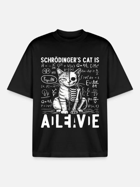 Schrödinger's Cat Alive Dead - Boxy Heavyweight Unisex Organic T-Shirt by Stanley/Stella - black