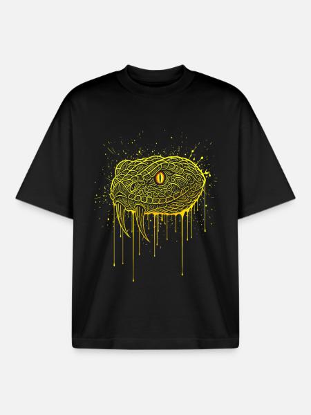 Golden Viper Snake Head - Boxy Heavyweight Unisex Organic T-Shirt by Stanley/Stella - black