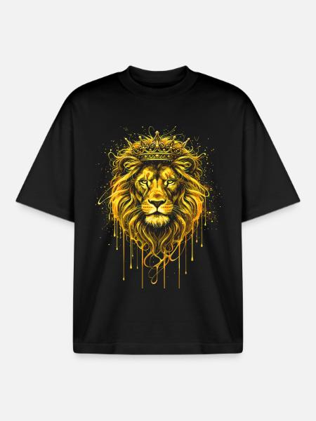 Goldener Löwe König Krone - Boxy Heavyweight Unisex Organic T-Shirt by Stanley/Stella - black