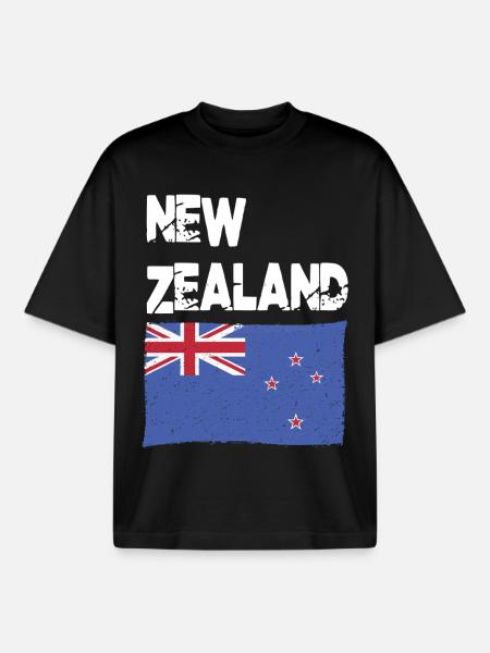 Neuseeländische Neuseeländische Flagge Neuseelands - Boxy Heavyweight Unisex Organic T-Shirt von Stanley/Stella - Schwarz